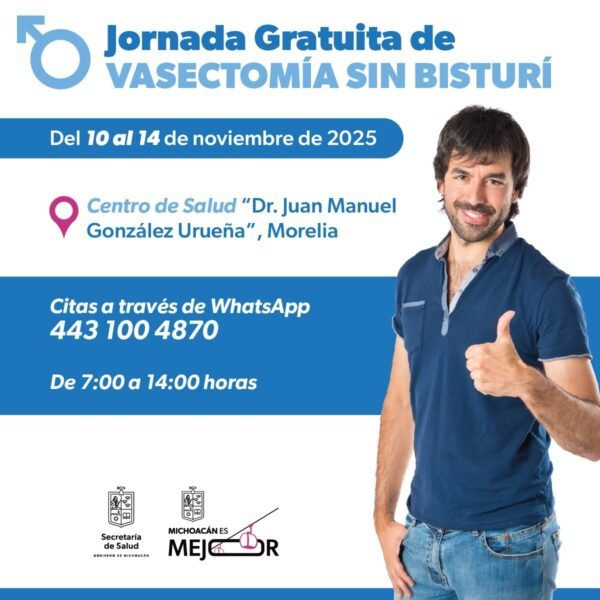 SSM Anuncia Jornada Gratuita de Vasectomía sin Bisturí en Morelia