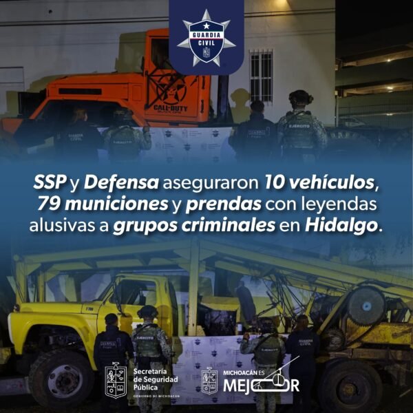 SSP y SEDENA Aseguran 10 Vehículos y Cartuchos de Alto Calibre en Hidalgo