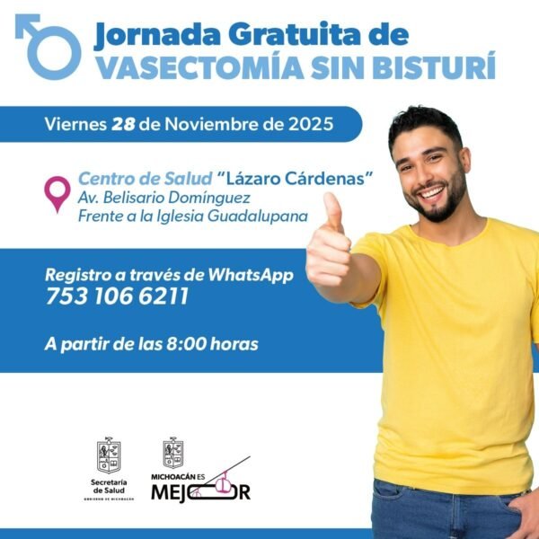 Anuncia SSM Jornada Gratuita de Vasectomía Sin Bisturí en Lázaro Cárdenas