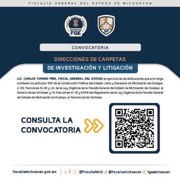 FGE Abre Convocatoria Interna para Direcciones de Carpetas de Investigación y Litigación