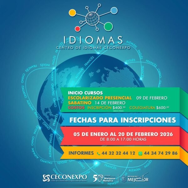 ​Ceconexpo inicia inscripciones para cursos de idiomas en Morelia