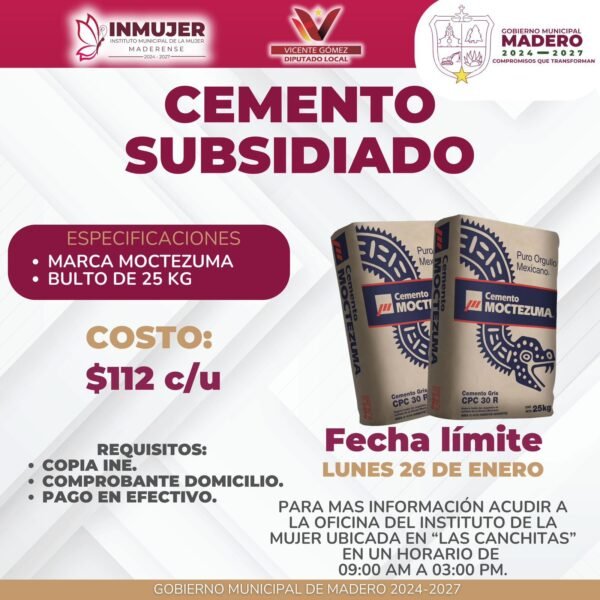 Diputado Vicente Gómez y ayuntamiento de Madero ponen en marcha programa de cemento subsidiado para la población