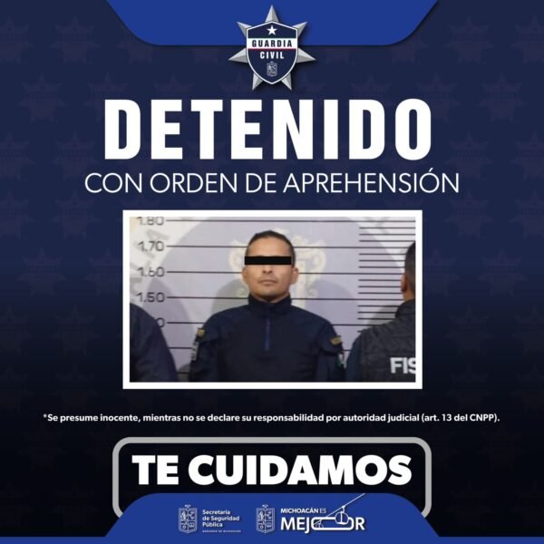 SSP apoya a FGE en detención de policía municipal en Sahuayo con orden por homicidio doloso