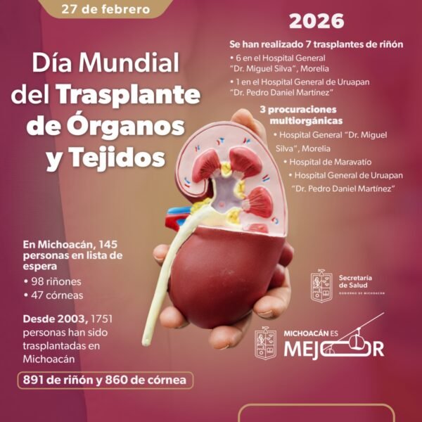 SSM reporta siete trasplantes renales exitosos en Michoacán durante primeros dos meses de 2026