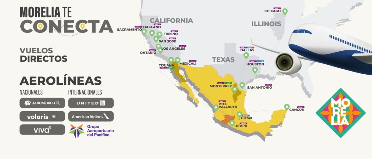 Aeropuerto de Morelia se ubica como octavo en llegada de pasajeros internacionales durante enero