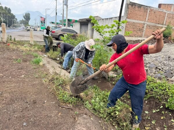 David López Flores supervisa balizamiento y limpieza de cunetas en Tuxpan