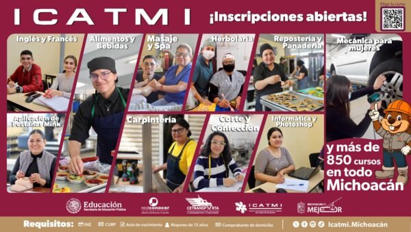 Icatmi ofrece más de 850 cursos a partir del 11 de mayo en 21 planteles de Michoacán