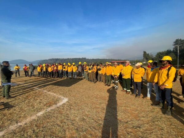 Gobierno de Michoacán combate incendio forestal en Salvador Escalante con 149 brigadistas y apoyo aéreo