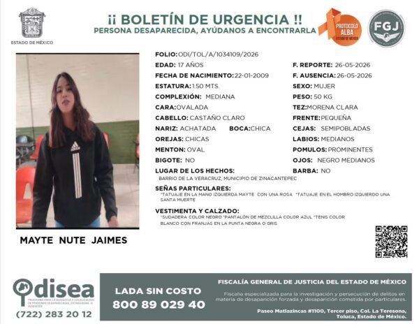 FGE Michoacán localiza a joven mexiquense desaparecida