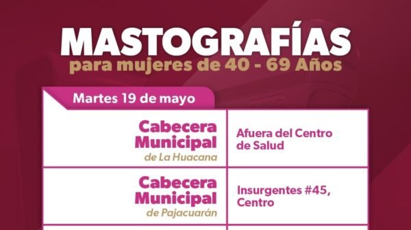 SSM llevará mastografías gratuitas a 10 municipios de Michoacán