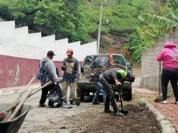 Norma Yáñez realiza limpieza en camino al panteón de Jungapeo