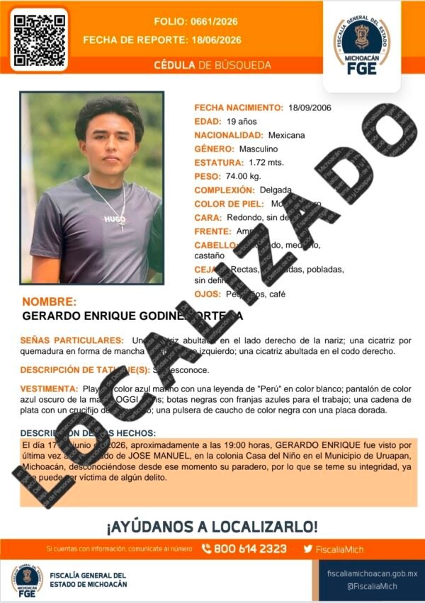 FGE localiza con vida a cuatro estudiantes desaparecidos en Uruapan