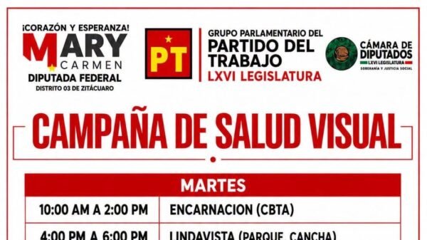 Mary Carmen Bernal inicia campaña de salud visual en Zitácuaro