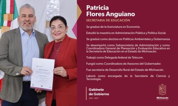 Bedolla nombra a Patricia Flores como nueva secretaria de Educación en Michoacán