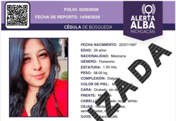 Fiscalía localiza con vida a mujer reportada desaparecida en Zitácuaro