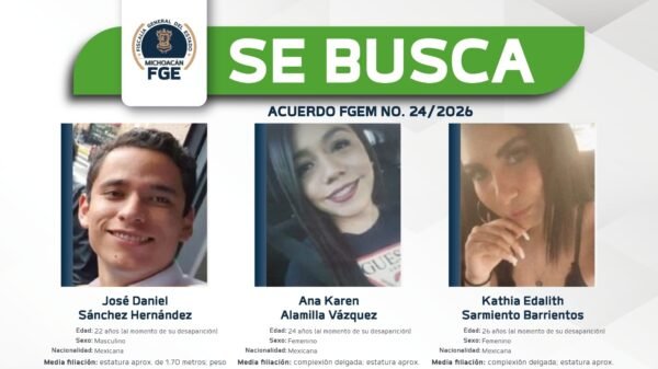 FGE ofrece recompensa de 100 mil pesos por información sobre tres personas desaparecidas