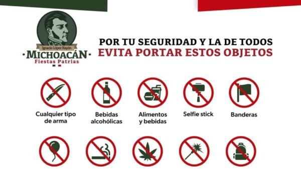 SSP informa objetos prohibidos en Fiestas Patrias del Centro Histórico de Morelia